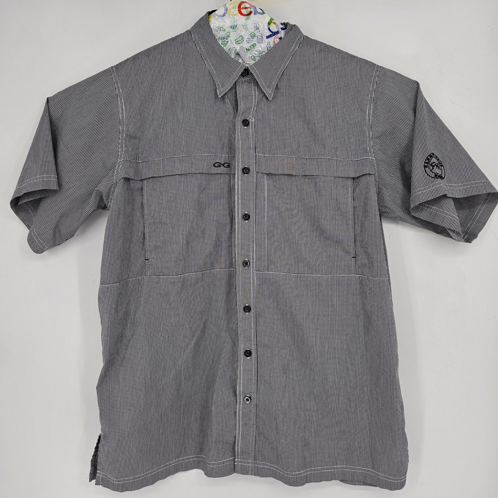 GameGuard Shirt Mens XL Black Gingham Vented Fishing Short Sleeve Outdoor